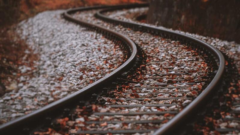 close-up of train tracks