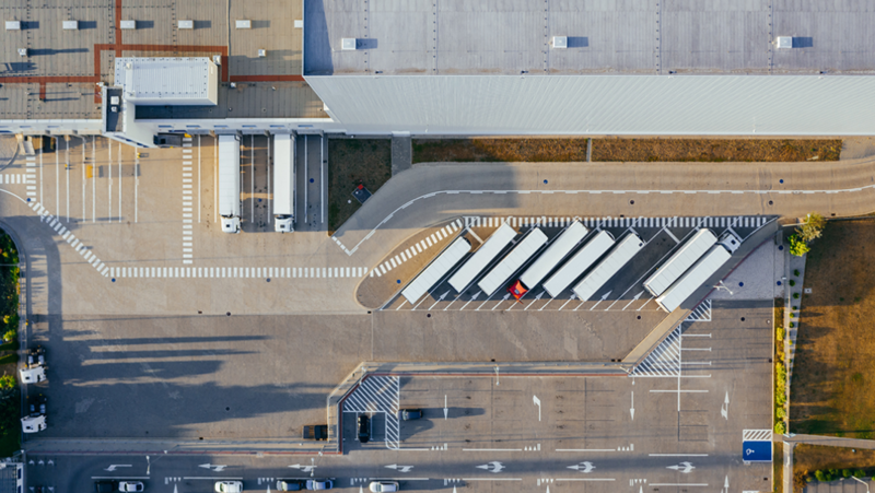 Drone image over loading dock